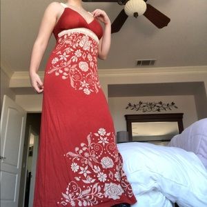 SideCCA Burnt Orange Dress with Floral Detail